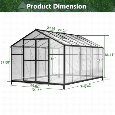 8' x 12' Heavy Duty Outdoor Greenhouse