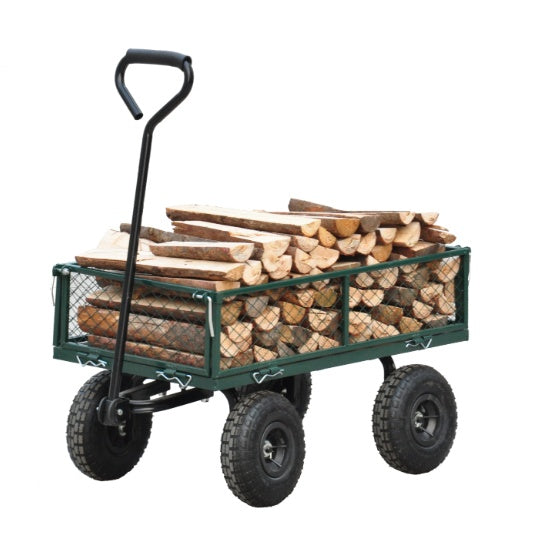 Sturdy Steel Garden Cart with Swivel Handle And Detachable Sides