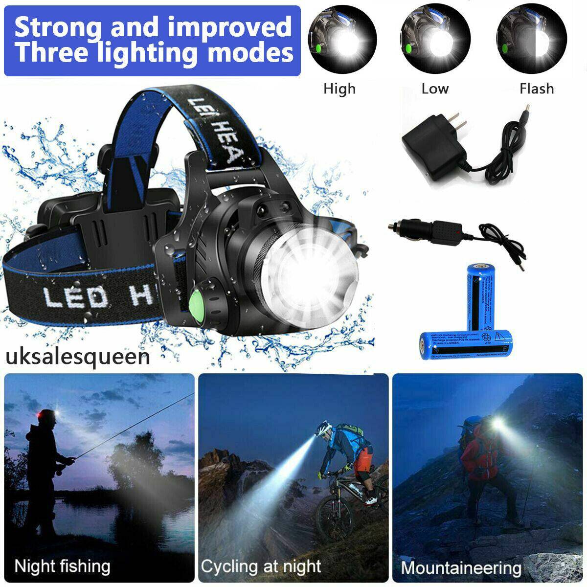 Rechargeable LED Headlamp - Zoomable & Tactical