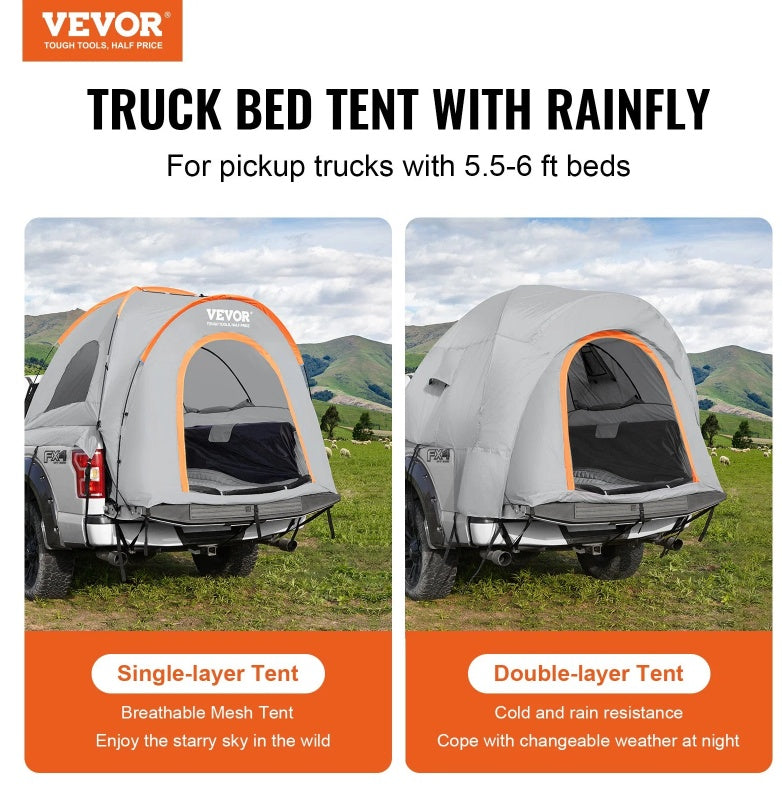 Vevor Truck Bed 2-3 Person Tent for 5.5'-6' Truck Bed