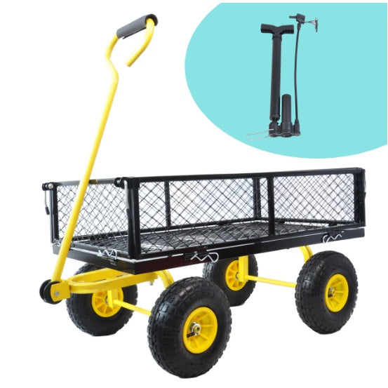 Sturdy Steel Garden Cart with Swivel Handle And Detachable Sides