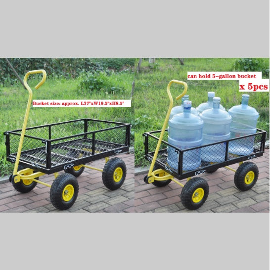 Sturdy Steel Garden Cart with Swivel Handle And Detachable Sides