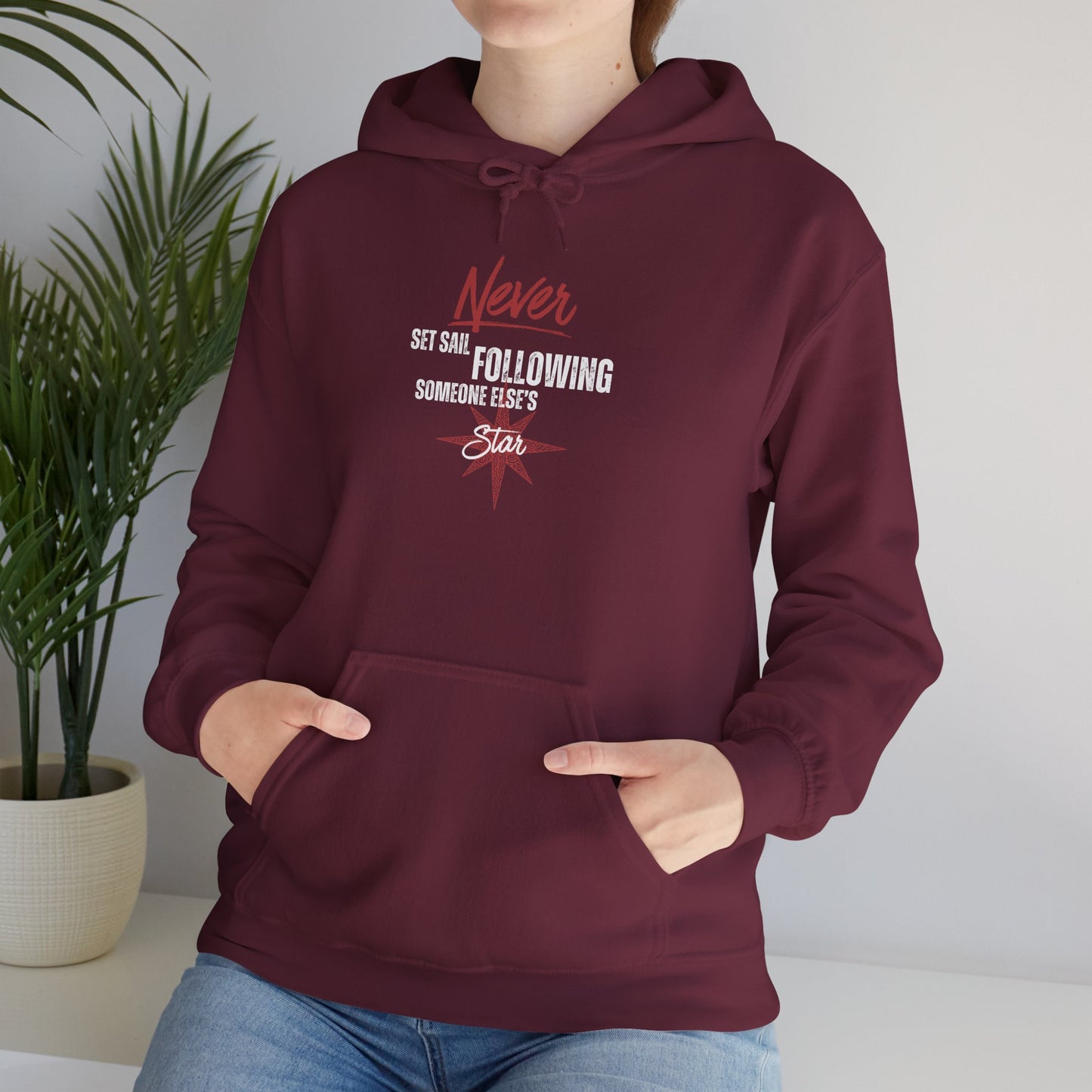 Never Set Sail Hoodie, White Text