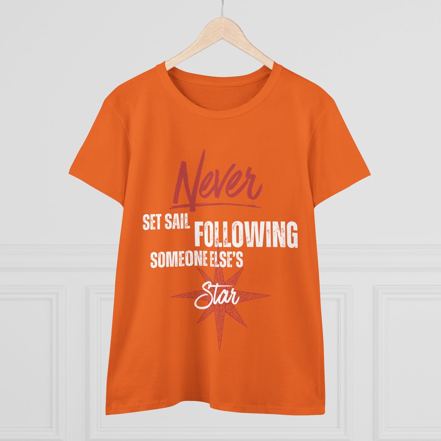 Never Set Sail Women's Tee, White Text