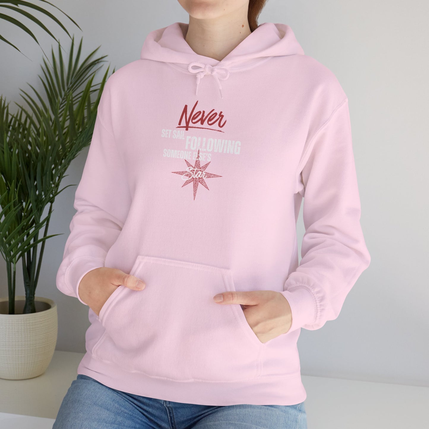 Never Set Sail Hoodie, White Text