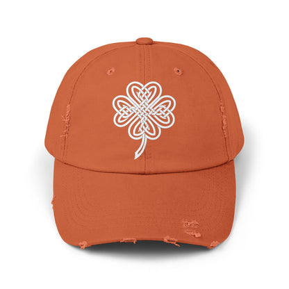 Celtic Knot Four-Leaf Clover Distressed Hat