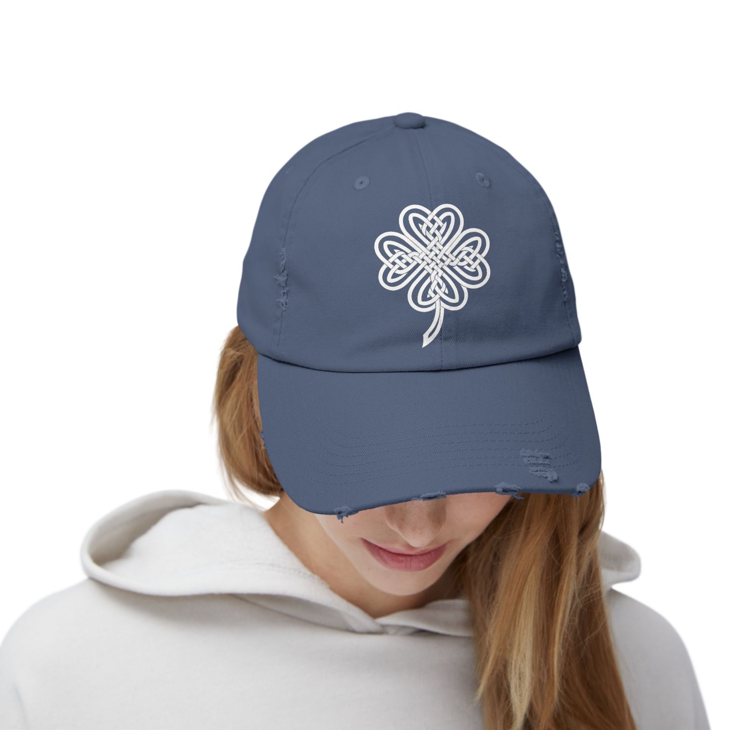 Celtic Knot Four-Leaf Clover Distressed Hat