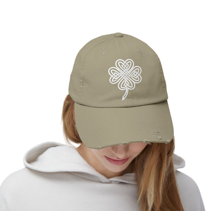 Celtic Knot Four-Leaf Clover Distressed Hat