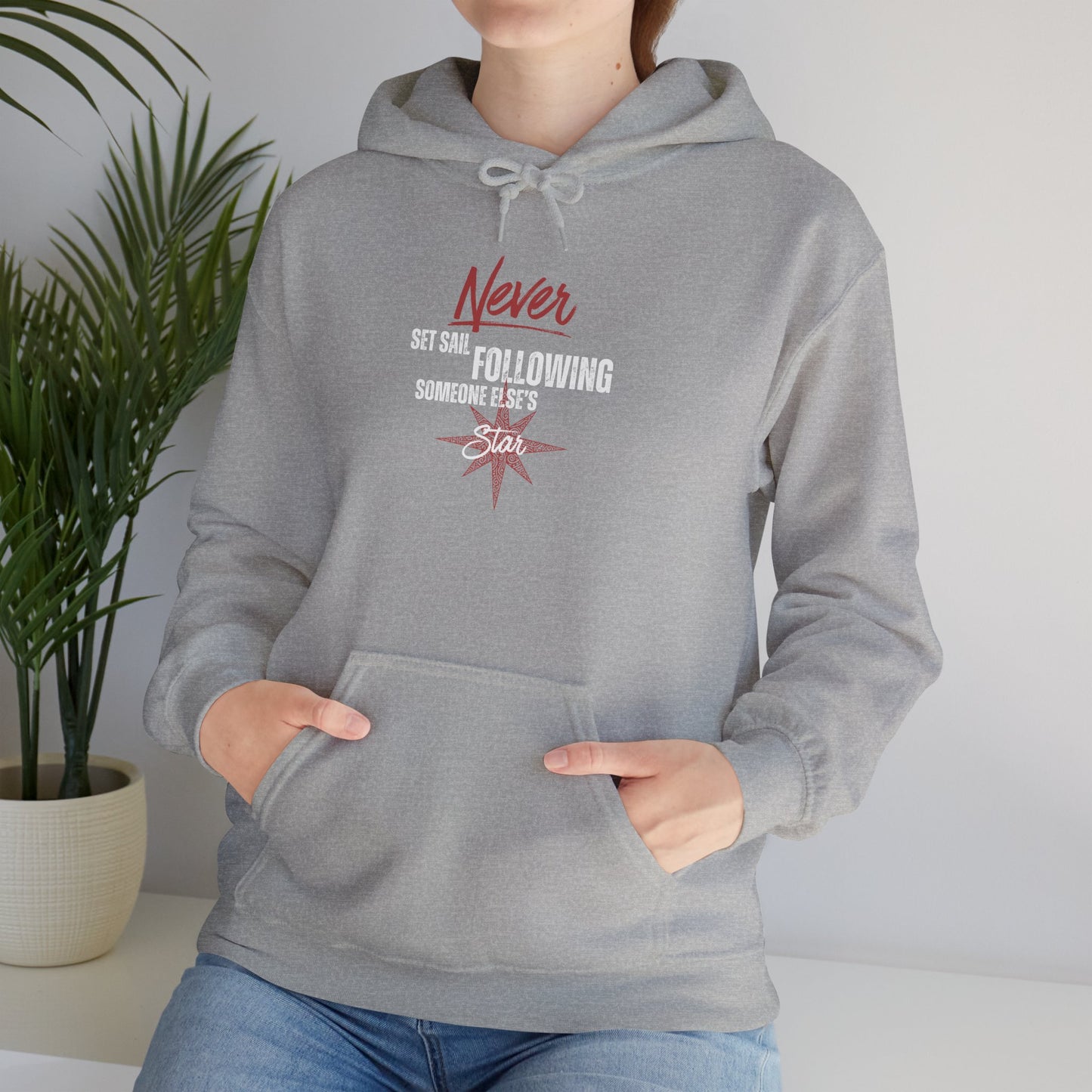 Never Set Sail Hoodie, White Text