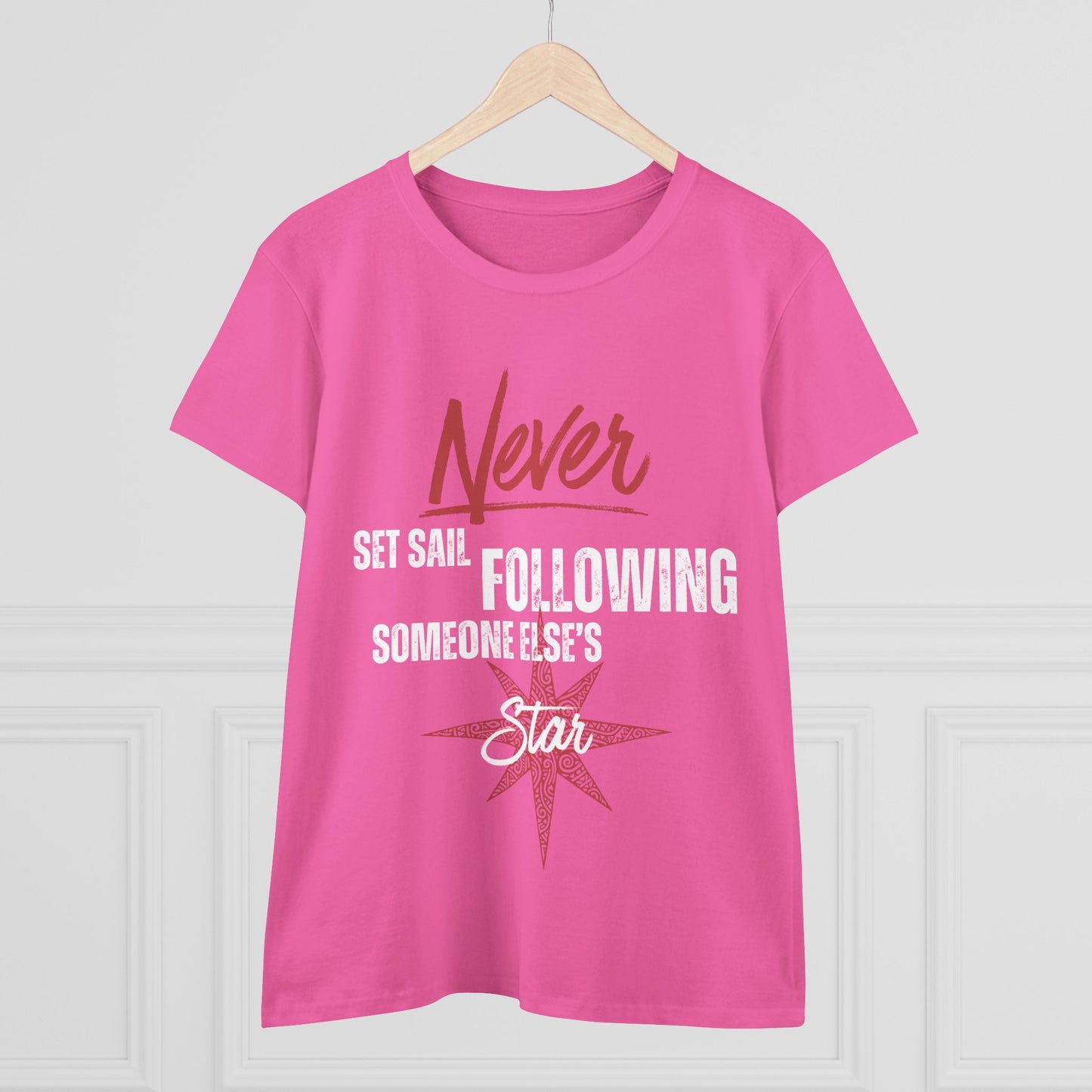 Never Set Sail Women's Tee, White Text