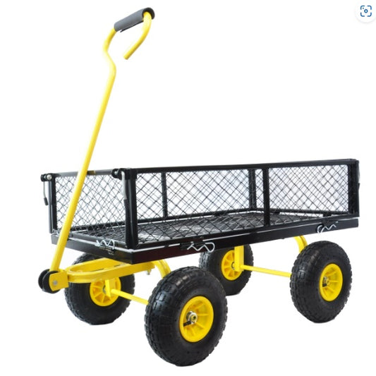 Sturdy Steel Garden Cart with Swivel Handle And Detachable Sides