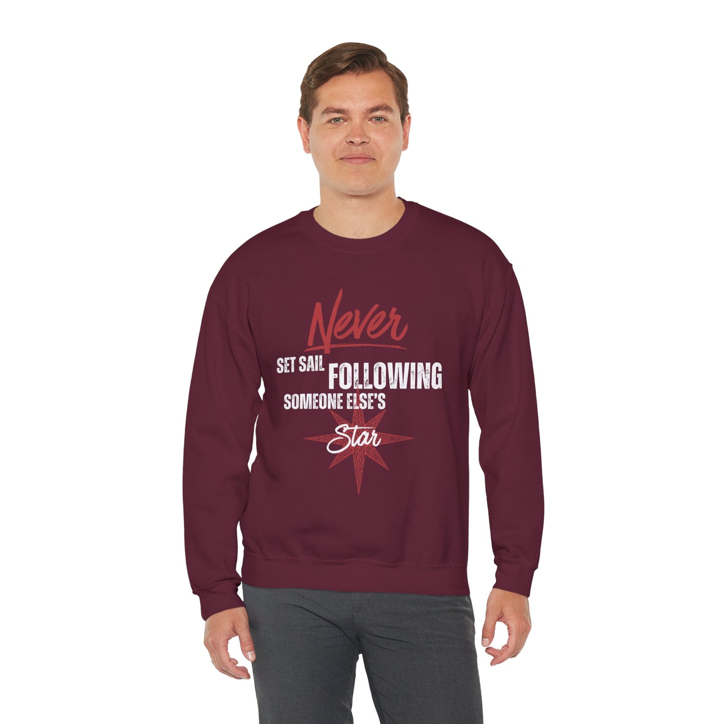Never Set Sail Sweatshirt, White Text