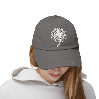 Celtic Knot Four-Leaf Clover Distressed Hat