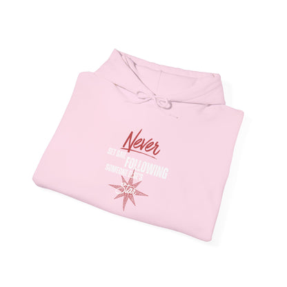 Never Set Sail Hoodie, White Text