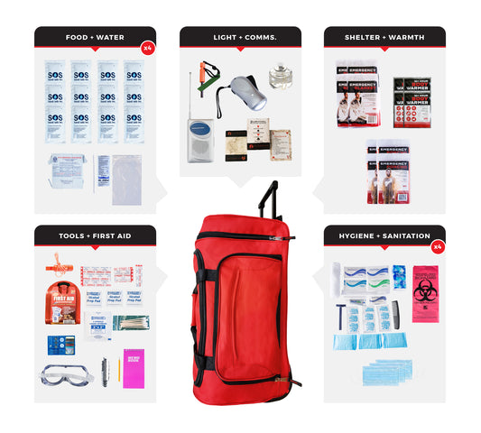 4 Person Essential Survival Kit in a Rolling Bag