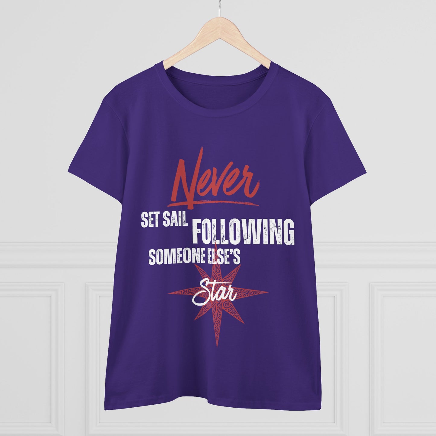 Never Set Sail Women's Tee, White Text