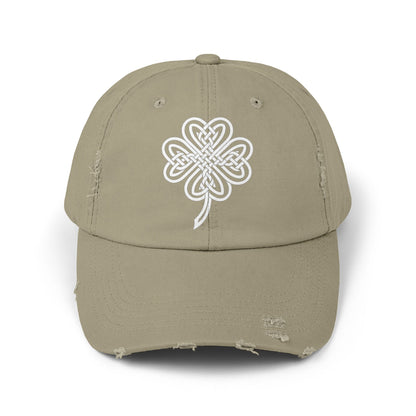 Celtic Knot Four-Leaf Clover Distressed Hat