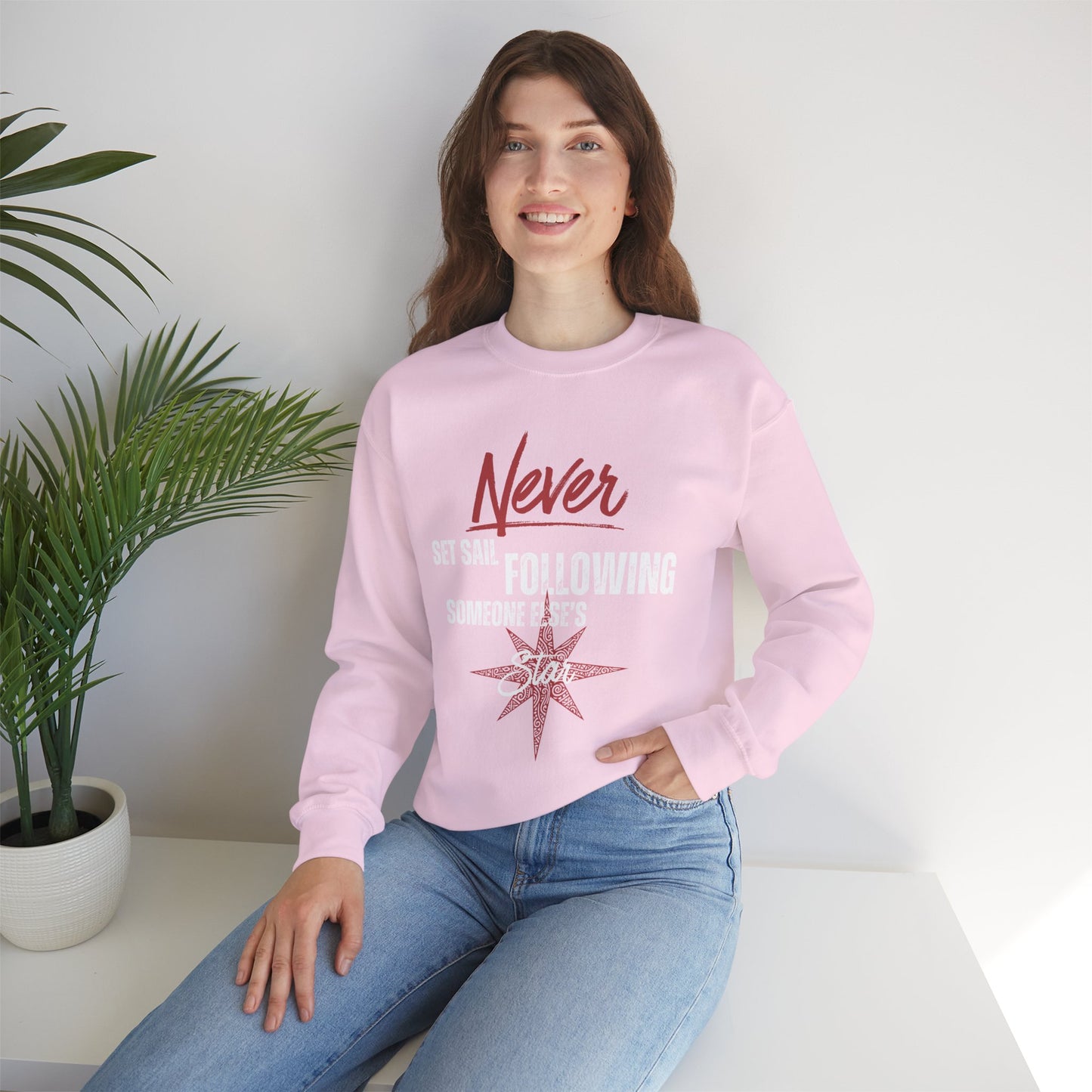 Never Set Sail Sweatshirt, White Text