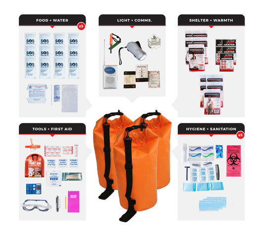 5 Person Essential Survival Kit in a Dry Bag