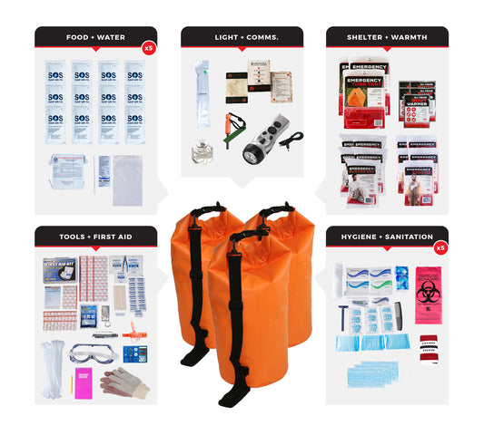5 Person Comfort Survival Kit in a Dry Bag