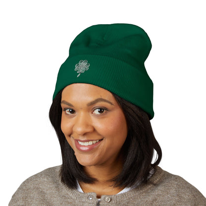 Celtic Knot Four Leaf Clover Cuffed Beanie