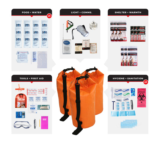 6 Person Essential Survival Kit in a Dry Bag
