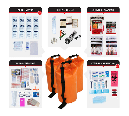 6 Person Comfort Survival Kit in a Dry Bag
