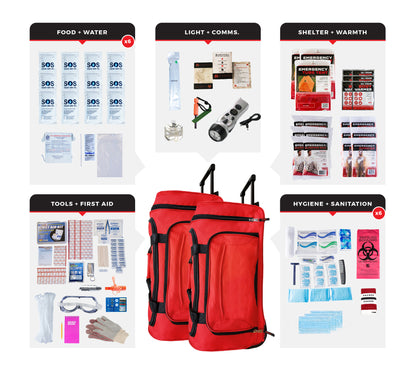 6 Person Comfort Survival Kit in a Rolling Bag