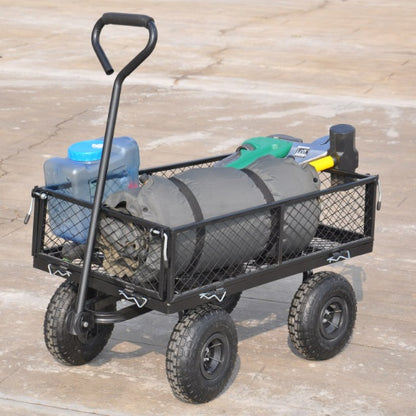 Sturdy Steel Garden Cart with Swivel Handle And Detachable Sides