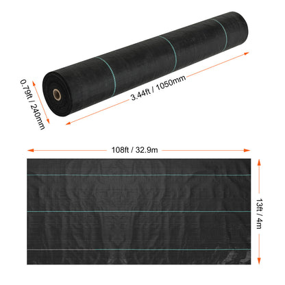 Vevor 13' x 108' Premium Heavy Duty Weed Barrier Landscape Fabric