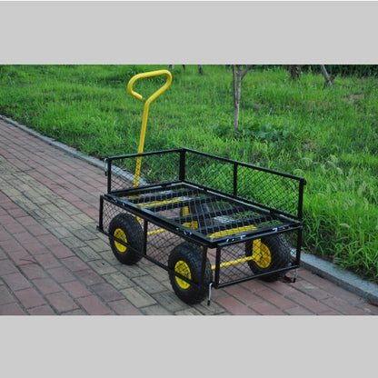 Sturdy Steel Garden Cart with Swivel Handle And Detachable Sides