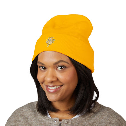 Celtic Knot Four Leaf Clover Cuffed Beanie