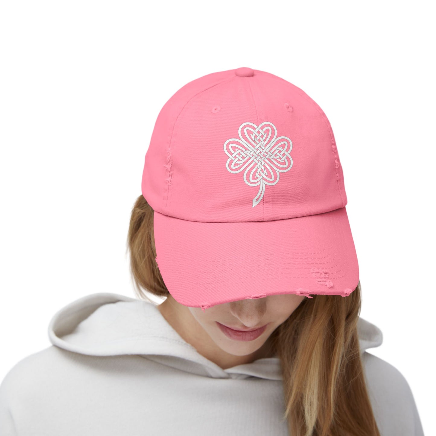 Celtic Knot Four-Leaf Clover Distressed Hat