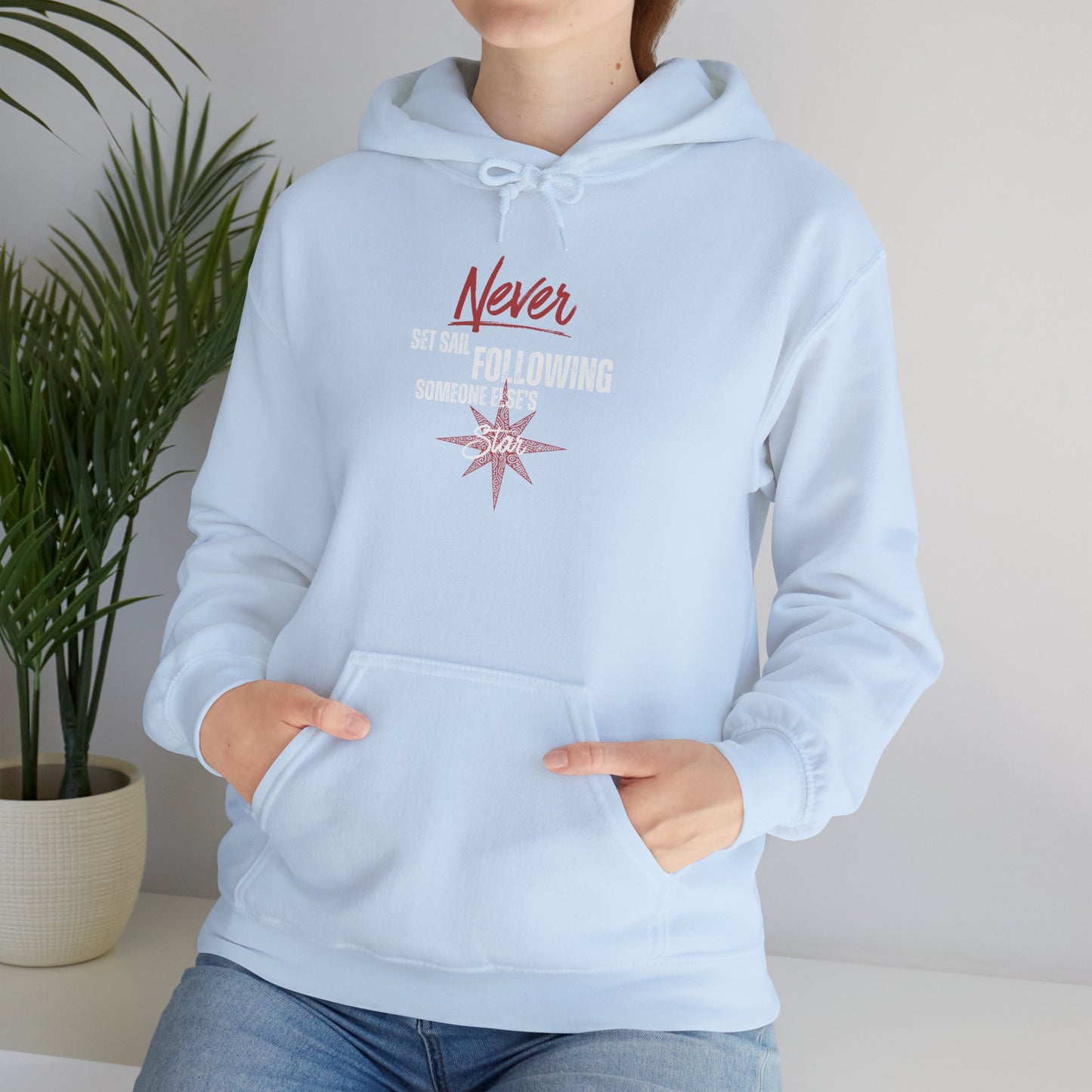 Never Set Sail Hoodie, White Text