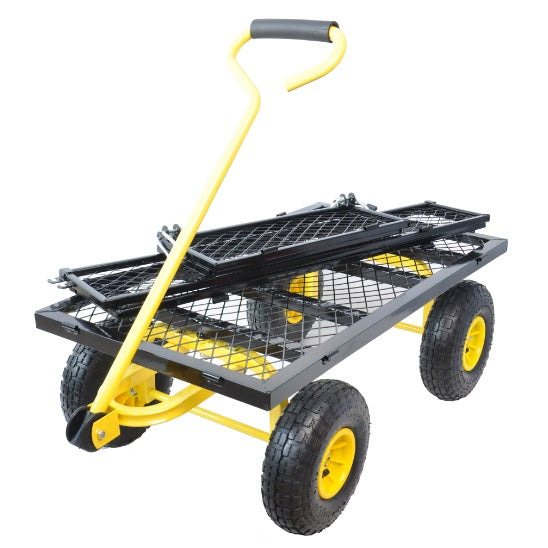 Sturdy Steel Garden Cart with Swivel Handle And Detachable Sides