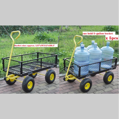 Sturdy Steel Garden Cart with Swivel Handle And Detachable Sides