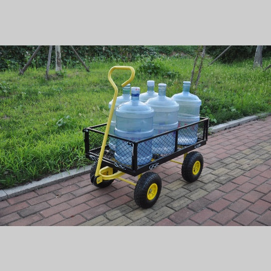 Sturdy Steel Garden Cart with Swivel Handle And Detachable Sides