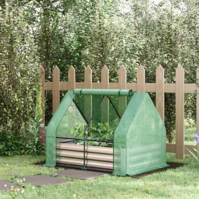 Galvanized Raised Garden Bed With Mini Greenhouse Cover